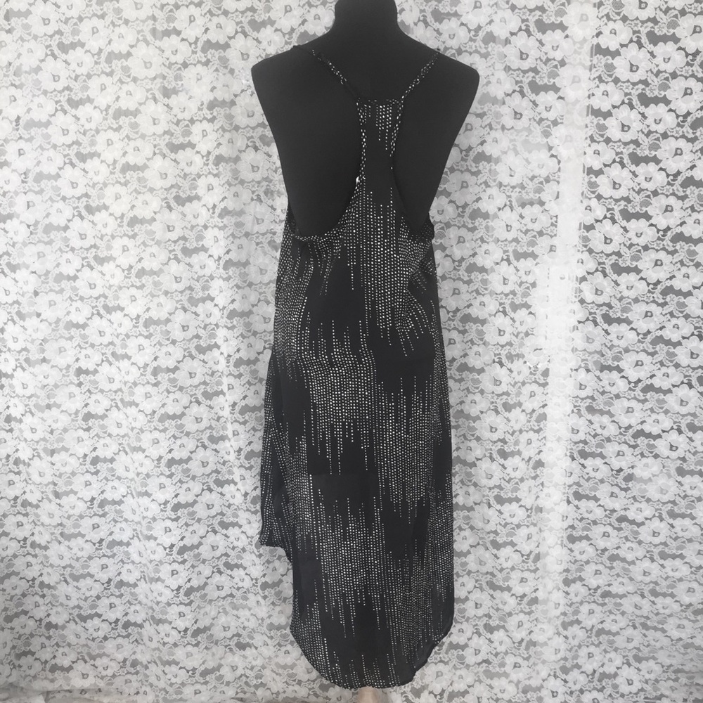 LOLA SLIP DRESS HIGH LOW HI LO BLACK WHITE SLEEK - Picture 3 of 7